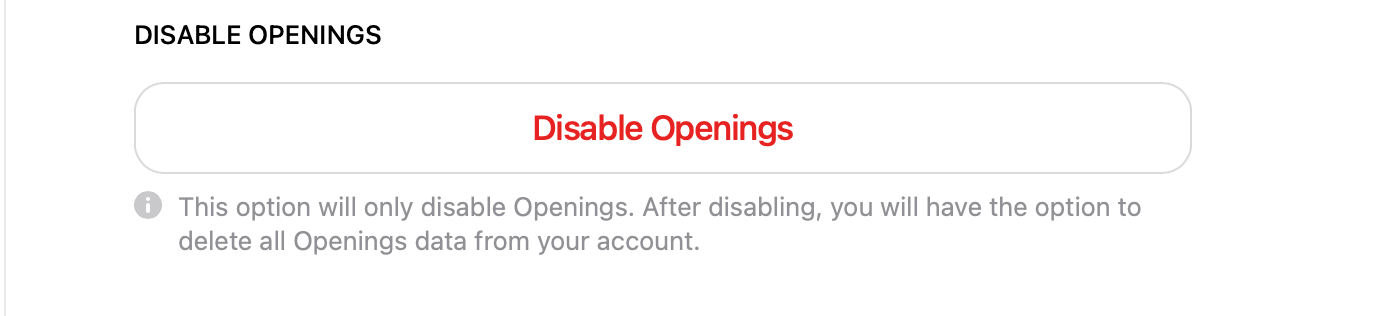 Disable Openings