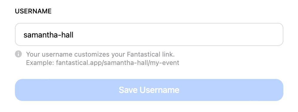Fantastical link username